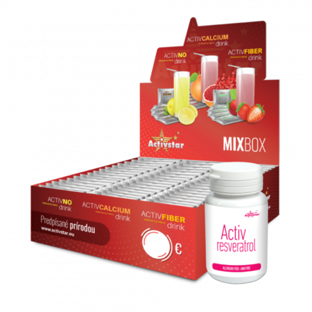 Activ NO drink 81 sáčkov, predajná krabica, Activresveratrol 30 kapsúl